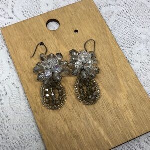 Handmade artisan crystal bead sterling silver 925 earrings sparkling statement